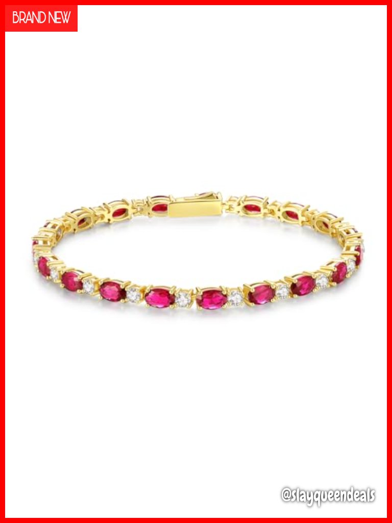 14k Gold Plated Sterling Silver Tennis Bracelet For Women 7"
